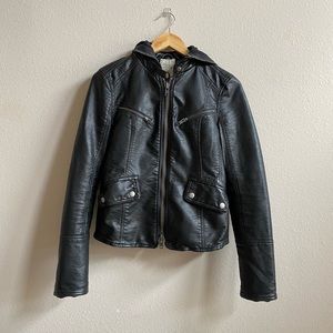 Free People Vegan Leather Jacket with Hood